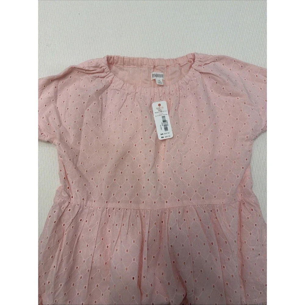 Gymboree Girls Dress Size 7 Pink Eyelet Ruffle Flutter Sleeve Knee Length NWT